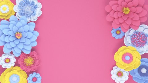 Animated Floral Frame On Pink Background Stock Footage Video (100% ...