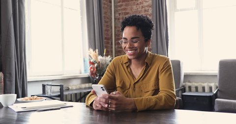 Happy Black Gen Z Woman Eyeglasses Stock Footage Video (100% Royalty ...