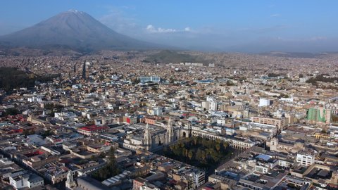 Aerial view of the city of Arequipa from the Plaza de Armas
