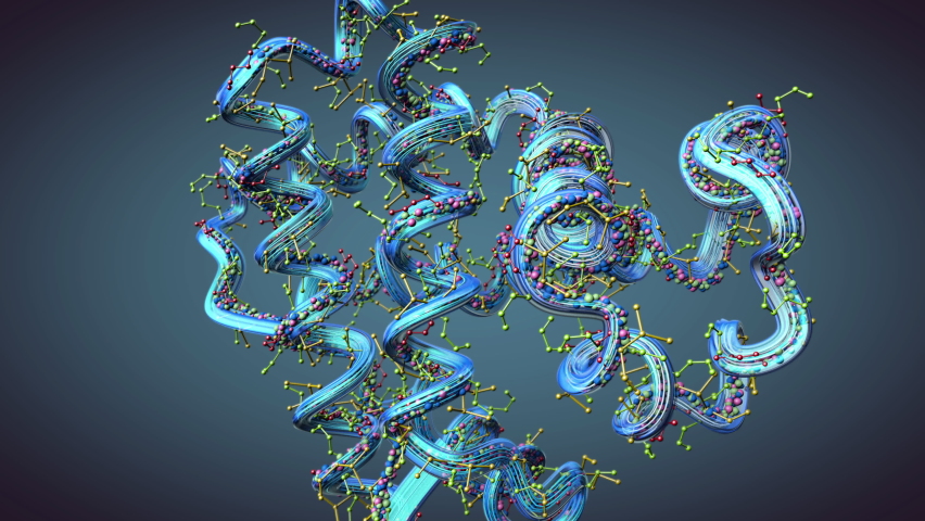 Chain of amino acid or bio molecules called protein - 3d illustration | Shutterstock HD Video #1089122457