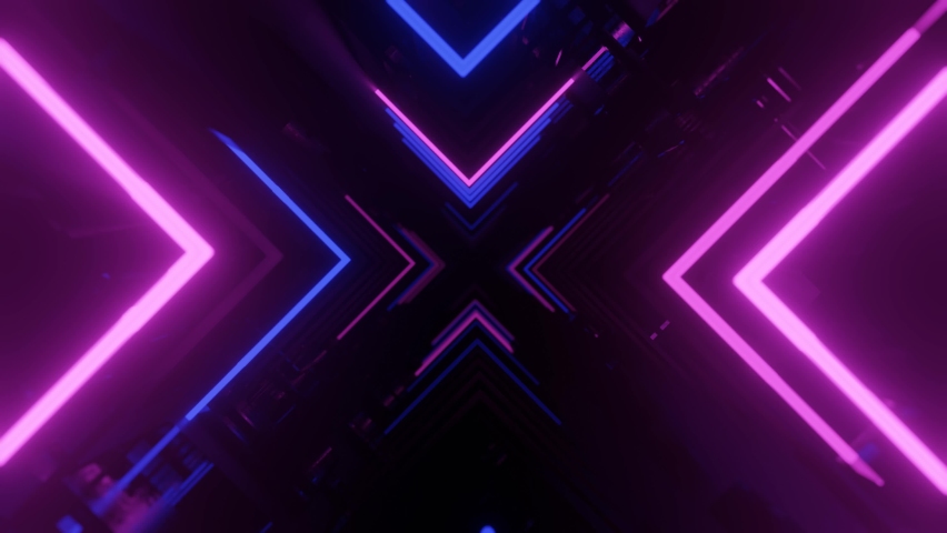 neon flash light structures. Hi-tech neon sci-fi tunel. Trendy neon glow lines form pattern and construction in mirror tunnel. Fly through technology cyberspace. 3d looped seamless 4k bright youth bg. Royalty-Free Stock Footage #1089126397