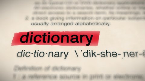 Sukabumi, Indonesia, April 9 2022: The Word Dictionary Red Highlighted in a Dictionary Animation