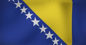Animation of confetti over flag of bosnia and herzegovina. flags, national symbols and patriotism concept digitally generated video.