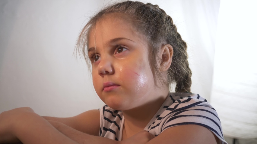 Girl is cry in corner. Violence against children in family. Family violence. Cry kid. Family violence concept. Girl is cry with fear. Child abuse. Sad family. Fear of child in dark. Kid cry in corner | Shutterstock HD Video #1089132659