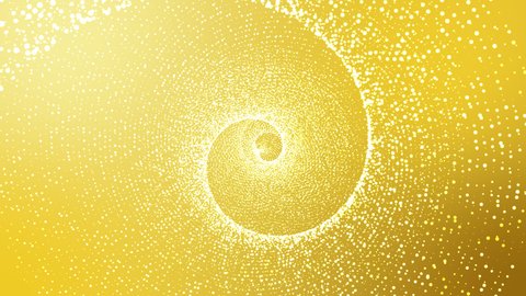 Spiral shiny vortex spinning on a 4K gold background with floating particles.