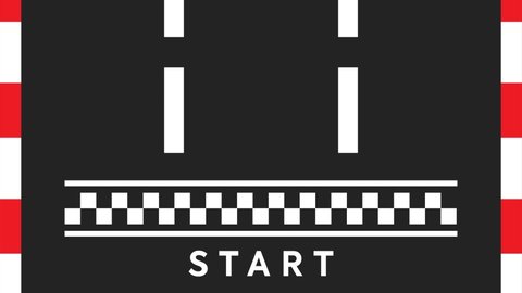 Start to Finish Race Track from Top View, Three Lane Moving Road Animation, 2D Vertical Race Road Animation for Games, Music, Videos, Race Road Animation