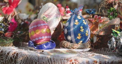Large decorated Easter egg as a beautiful table decoration.