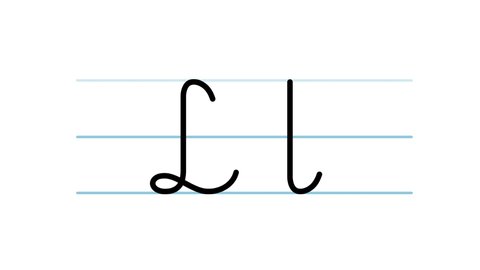 L letter writing cartoon animation. Compatibile part of alphabet serie. Handwriting educational style for children. Good for education movies, presentation, learning alphabet, etc...
