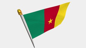 A loop video of the Cameroon flag swaying in the wind from a diagonally upper left perspective.
