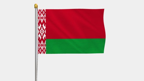 A loop video of the Belarus flag swaying in the wind from the left perspective.
