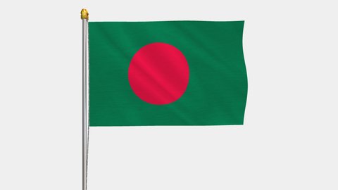 A loop video of the Bangladesh flag swaying in the wind from a frontal perspective.