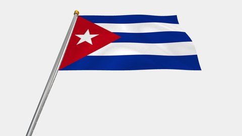 A loop video of the Cuba flag swaying in the wind from below.