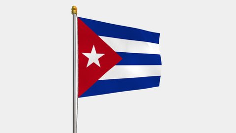 A loop video of the Cuba flag swaying in the wind from the left perspective.