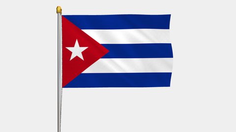 A loop video of the Cuba flag swaying in the wind from a frontal perspective.