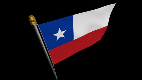 A loop video of the Chile flag swaying in the wind from a diagonally upper left perspective.