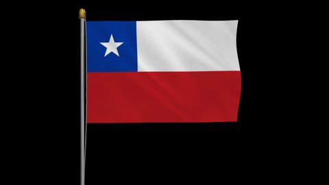 A loop video of the Chile flag swaying in the wind from a frontal perspective.