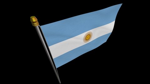 A loop video of the Argentina flag swaying in the wind from a diagonally upper left perspective.