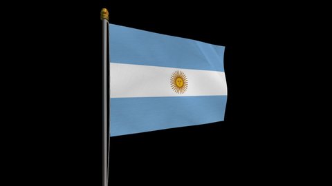 A loop video of the Argentina flag swaying in the wind from the left perspective.