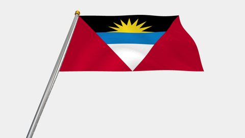 A loop video of the Antigua and Barbuda flag swaying in the wind from below.