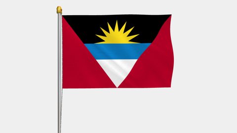 A loop video of the Antigua and Barbuda flag swaying in the wind from a frontal perspective.