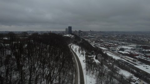 Cloudy and snowy PITTSBURGH PA day