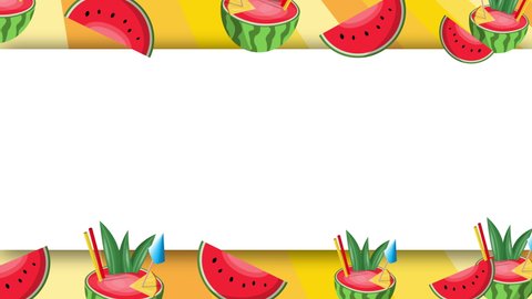 Animated Fresh and Natural Watermelon Frame Juice with Straws and  Green Leaves Umbrella and Pineapple Slice Fresh Juice in Vacation or Spa Time  Summer Time and Holiday Chilling Frame Backdrop