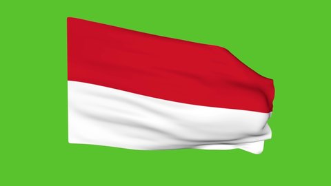 Flag of Monaco on a green screen. 3D animation.