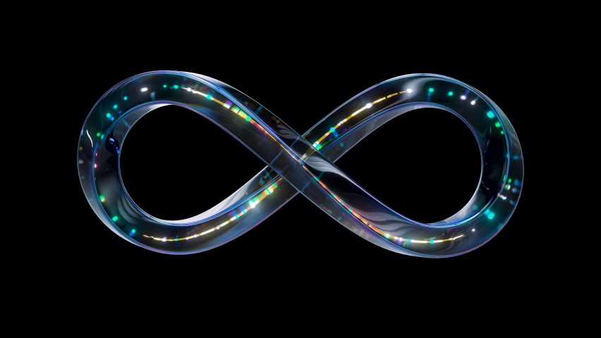 Glass Infinity symbol with neon in loop animation with alpha channel Royalty-Free Stock Footage #1089167061