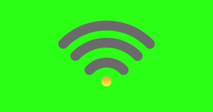 wifi network signel incrise and decrise animation video on green background.