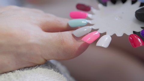 pedicure. palette of colors for nails. Feet care