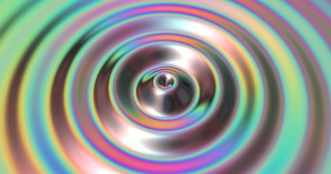 Slow moving round waves on iridescent metal surface. 4k seamless animation loop. Lossless quality. 3D-rendering.