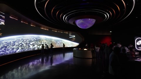 Interactive display of our Solar system and the universe at Museum of the Future - Dubai, UAE - Apr 22
