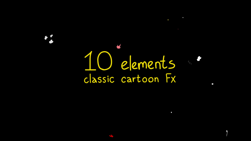 Collection of classic cartoon FX effects in 2d. 10 elements.Question mark, exclamation mark, flash, span, smoke, blow, multicolored glitter, steam, stars, sparks. Transparent background and alpha chan | Shutterstock HD Video #1089188875