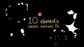 Collection of classic cartoon FX effects in 2d. 10 elements.Question mark, exclamation mark, flash, span, smoke, blow, multicolored glitter, steam, stars, sparks. Transparent background and alpha chan - Powered by Shutterstock - Get 15% off with code: PIKWIZARD15