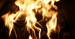 A short full HD 4K video clip of a burning wood fire