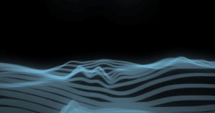Animation of lights drawing shapes over blue waves on black background. shadow, pattern and colour concept digitally generated video.