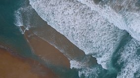 Nature and travel concept video beach sea Aerial view Top-down shot on drone camera high quality. Tropical sea beach in island on 2022. Location: Phuket Thailand