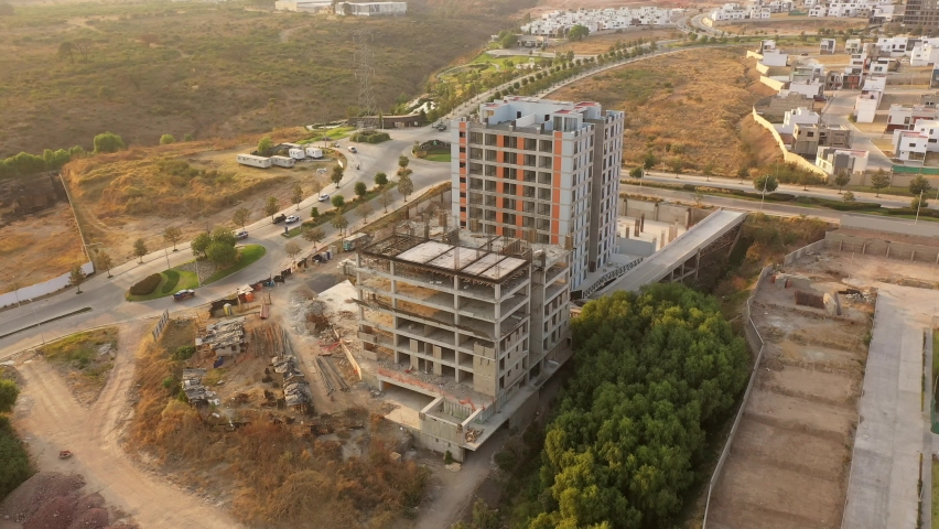 Construction of houses buildings houses housing complex in Zapopan Jalisco Mexico with green areas