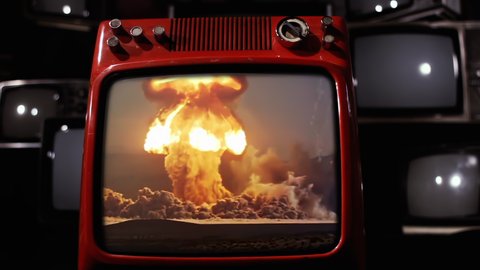 Nuclear Test on a Vintage TV. Public Domain Footage from the US Army. 4K Resolution.