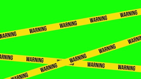 WARNING Barricade 4K Animation, Green Screen for Chroma Key Use