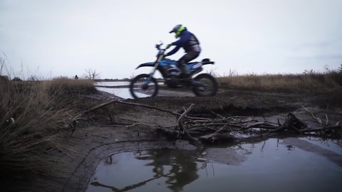 Extreme Motocross Rider Racing. Enduro bike riding. Off Road Extreme Racing. Kherson, Ukraine 07.07.2021