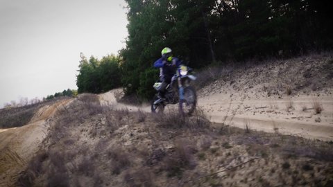 Extreme Motocross Rider Racing. Enduro bike riding. Off Road Extreme Racing. Kherson, Ukraine 07.07.2021