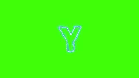 Electrical Lightning Of Letter X On Green Background, Lettering On Chroma Key