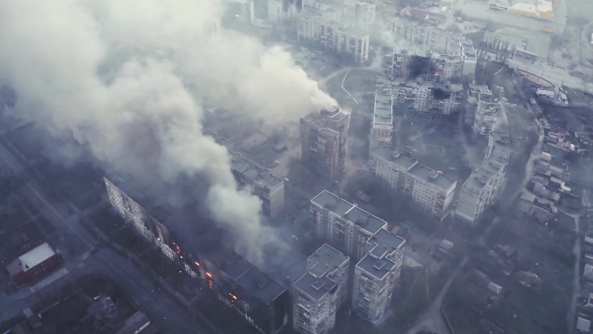 Aerial footage of bombing of Kyiv. House explosions in Ukraine. Real War.