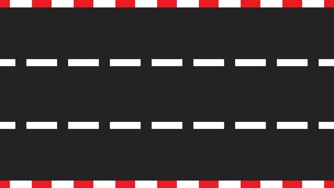 Three Lane Moving Road Animation, Race Track Moving Animation from Top View, 2D Horizontal Race Road Animation for Games, Music, Videos, Race Road Animation
