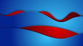 Blue and red abstract elegant waves corporate motion background. Seamless looping. Video animation Ultra HD 4K 3840x2160
