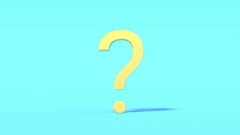 Yellow Question mark symbol animation on 3D render