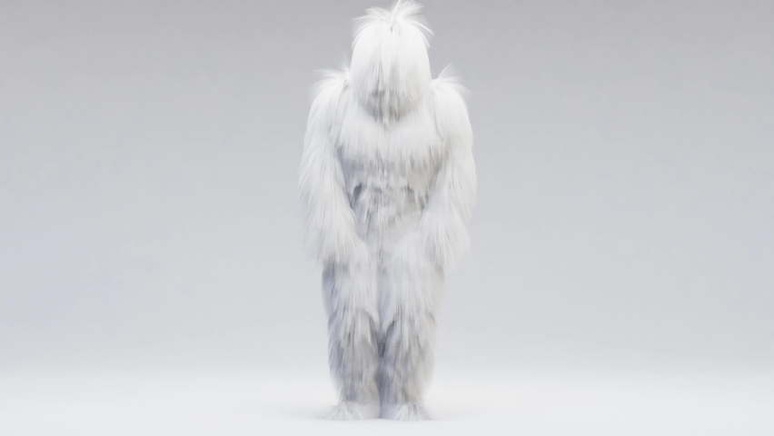 Hairy Monster Dancing clip isolated on the white background. fur bright funny fluffy character, fur, full hair, snowman, 3d render. Sneaking out. Royalty-Free Stock Footage #1089205293