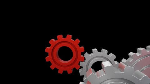 Marketing planning animated concept with gear wheels. 3d animation
