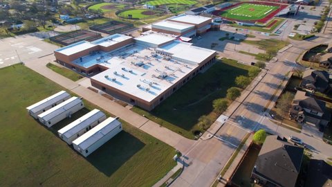 Melissa , Texas , Uruguay - 04 02 2022: Aerial footage of Melissa Middle School in Texas